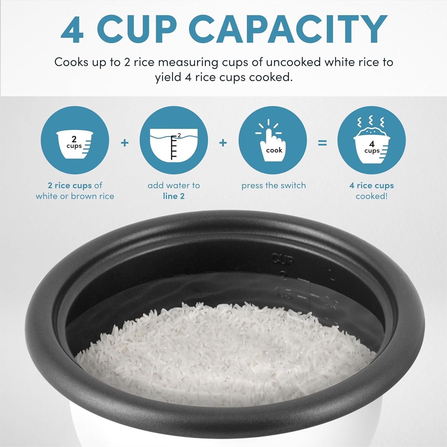 Aroma Housewares 4-Cups Rice & Grain Cooker 1Qt. ARC-302NGB
