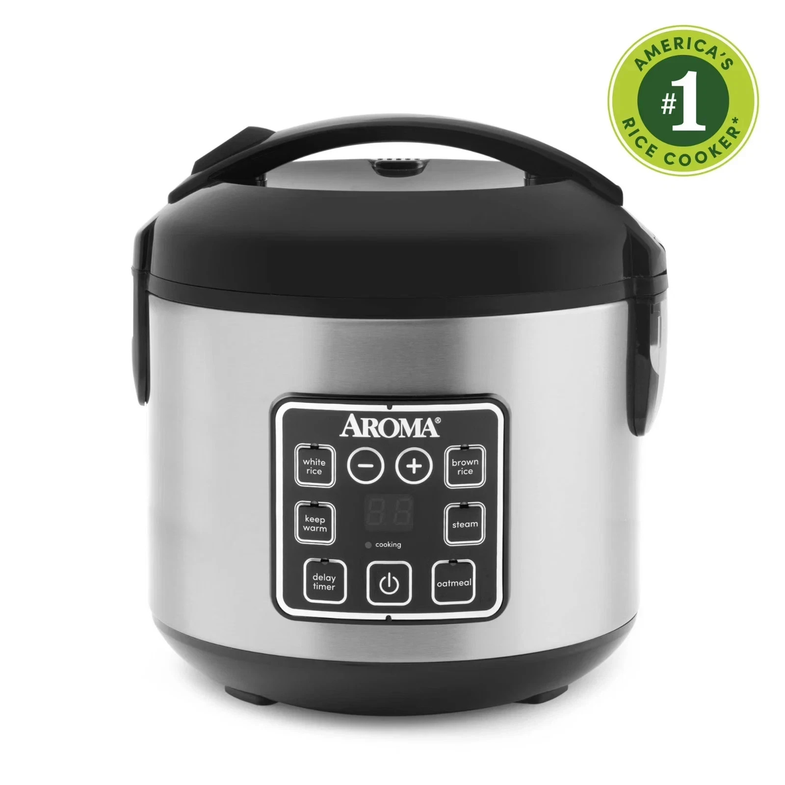 AROMA 8-Cup Digital Rice Cooker & Food Steamer with Bonded Granite Nonstick-New