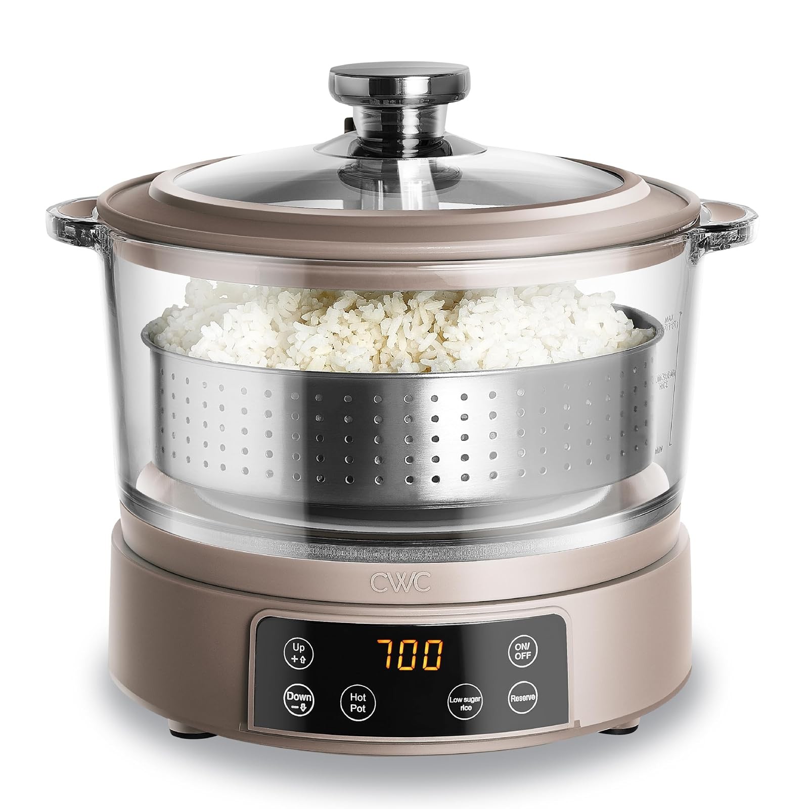 COOK WITH COLOR Glass Mini Low Carb Rice Cooker 2 Cups