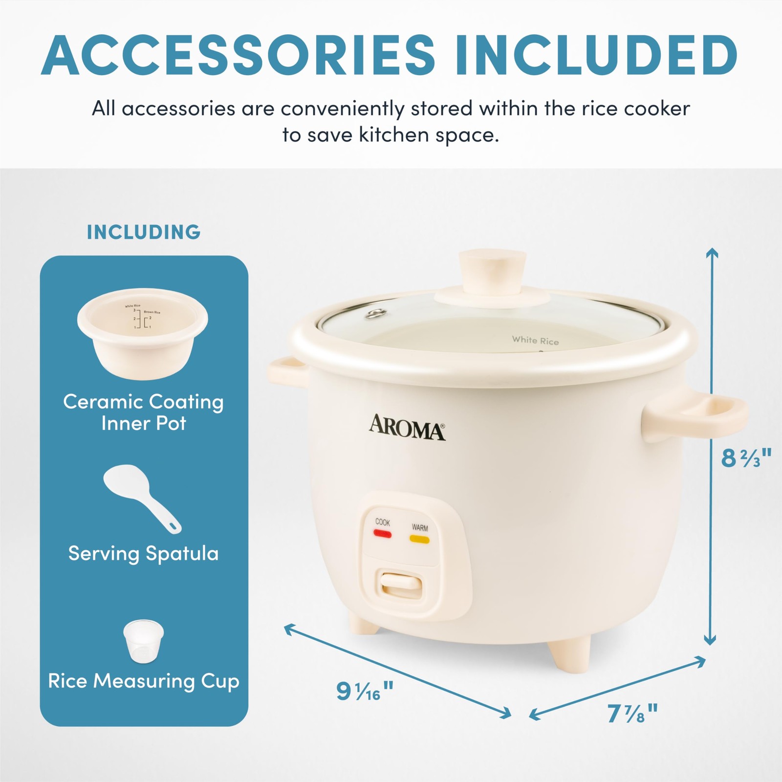Aroma Corecoat Pot-Style Rice Cooker One-Touch Control And Non-Stick Ceramic