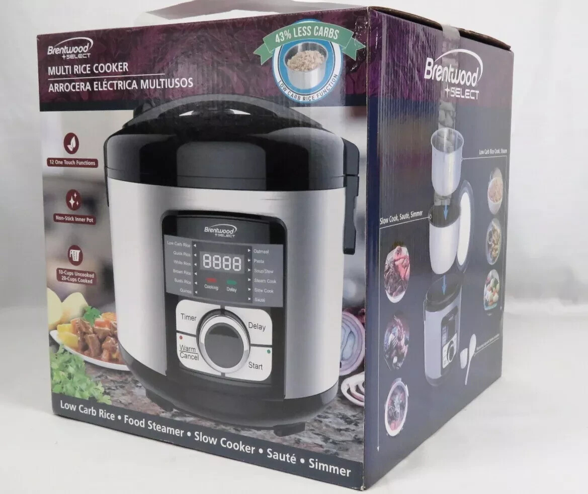 Brentwood Electric Multi-cooker TS-1320S Rice Maker,Steam,Slow Cook,Saute NEW