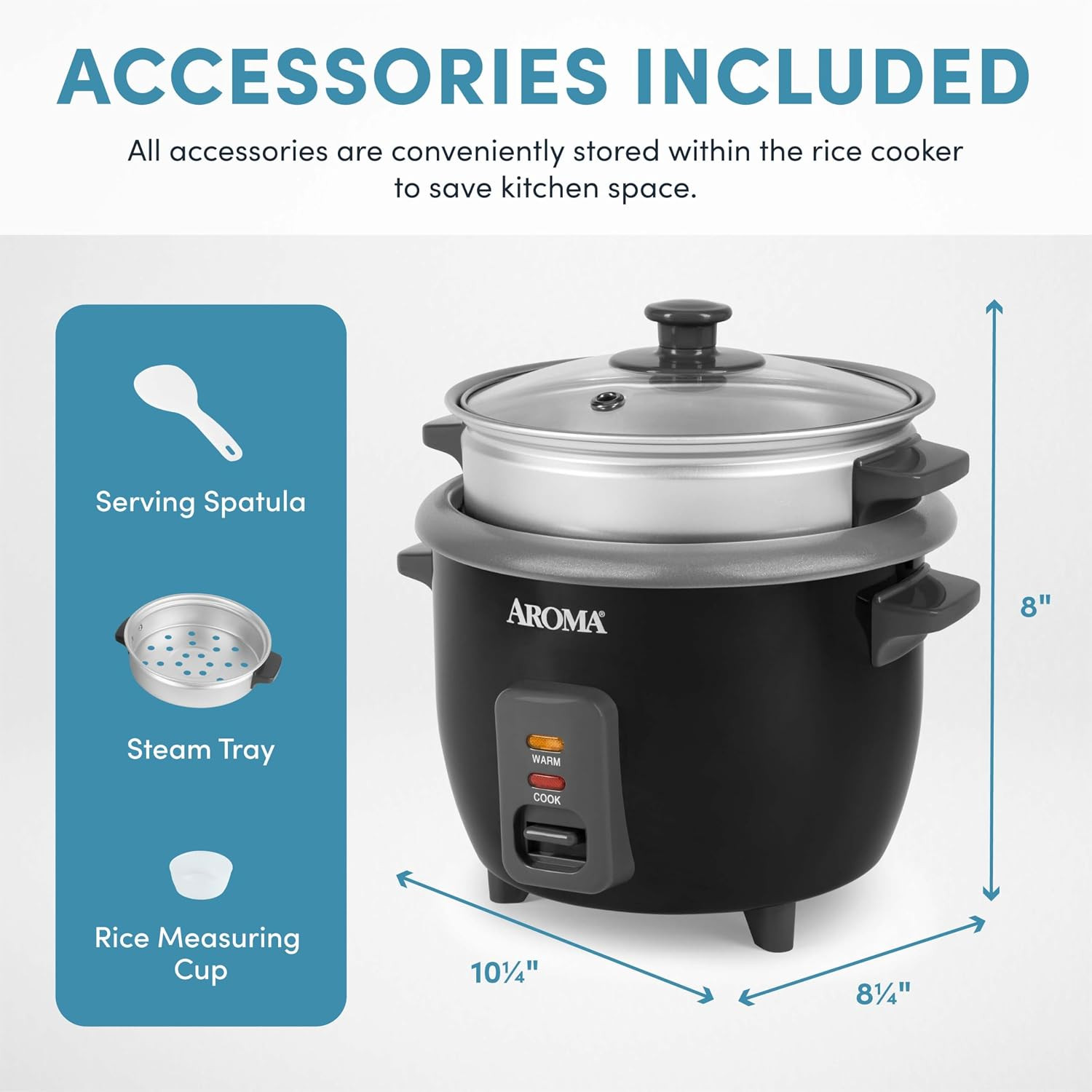 Housewares ARC-363-1NGB 3 Uncooked/6 Cups Cooked Rice Cooker, Steamer, Multicook