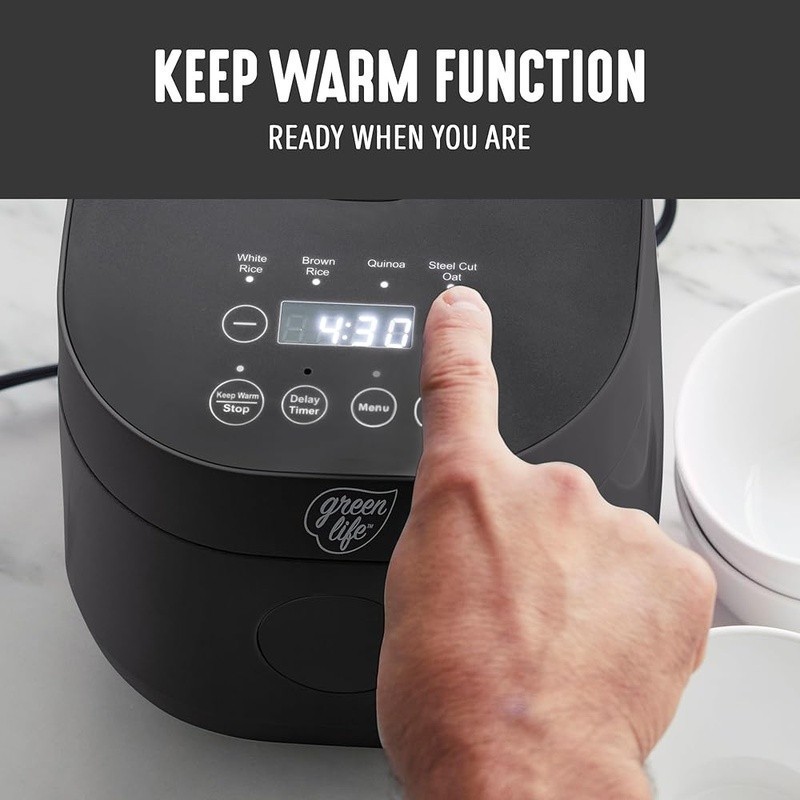 1.5 QT Rice Cooker One-Touch Cooking Ceramic Nonstick Smart Delay Timer Compact