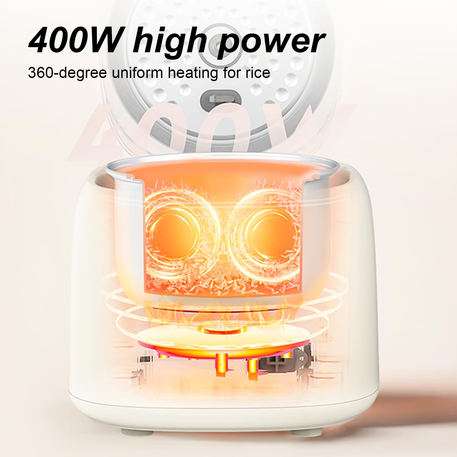 Akureo 5 cup 2.5L Low Suger Rice Cooker with 304 Stainless Steel inner pot
