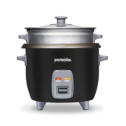 Rice Cooker & Food Steamer, 6 Cups Cooked 3 Cups Uncooked, Includes Steam and…