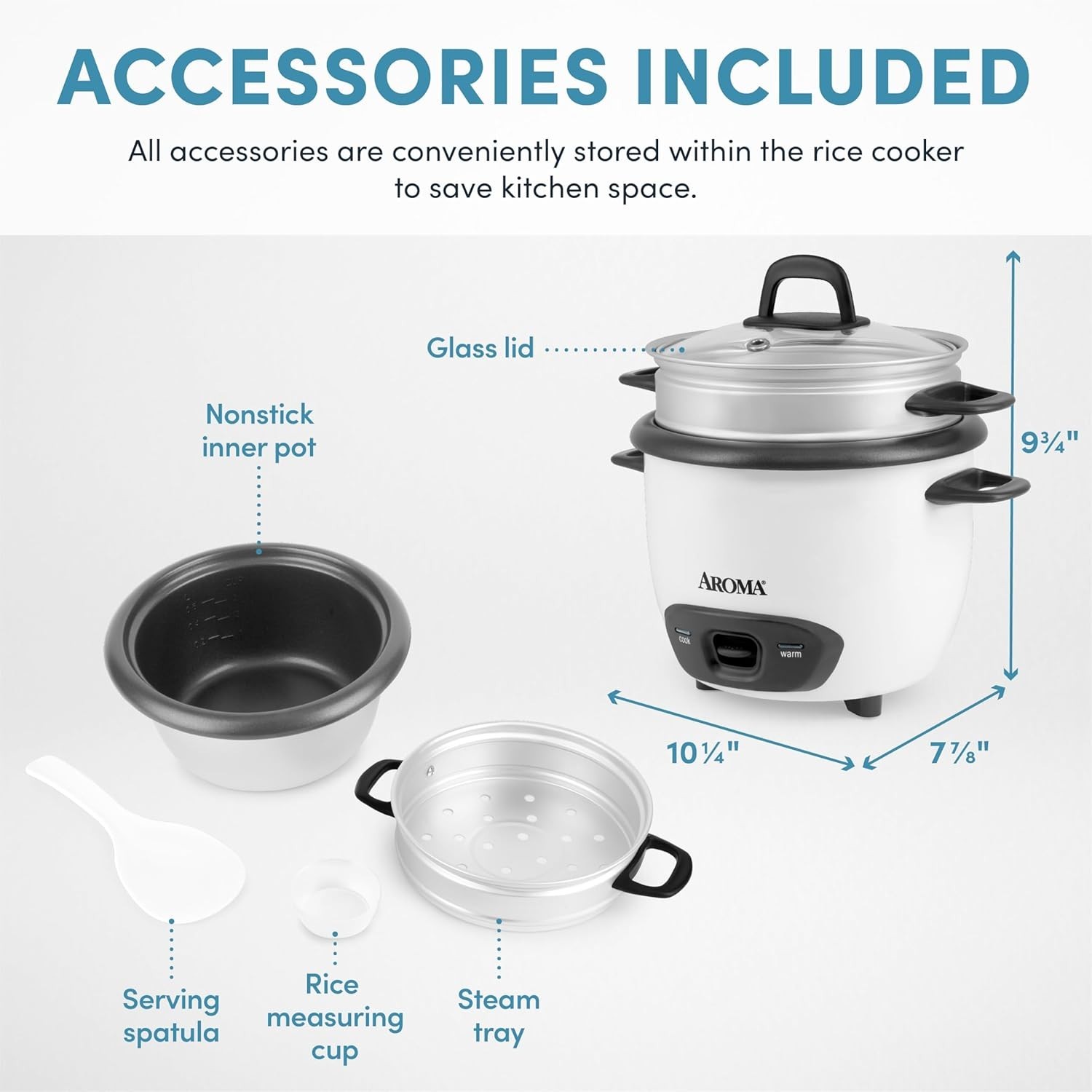 Rice Cooker, 3-Cup Uncooked / 6-Cup Cooked, Steamer, Small Rice Cooker, Oatme…