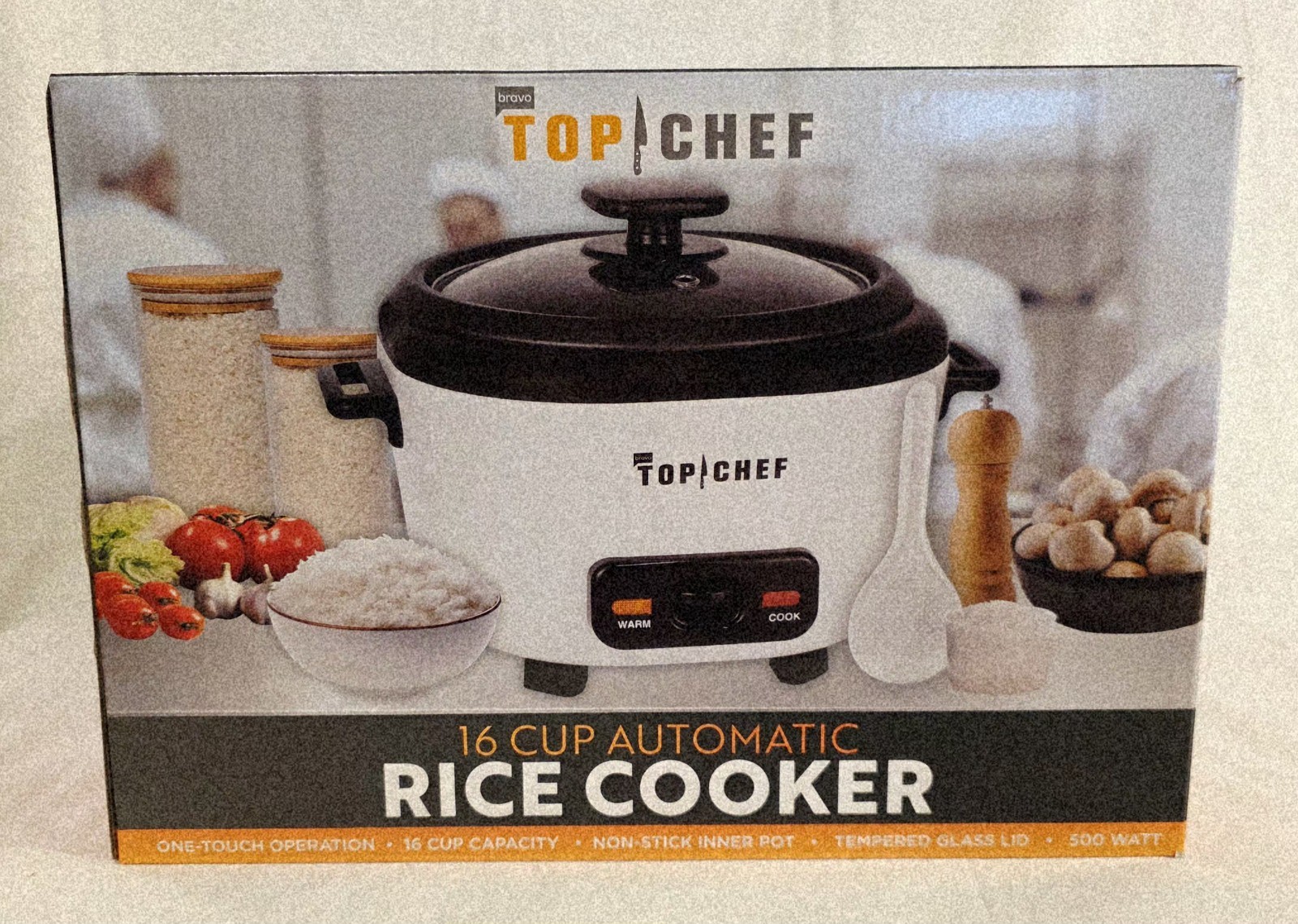 Top Chef 16 Cup Rice Cooker Automatic Nonstick Pot Glass Lid 500W