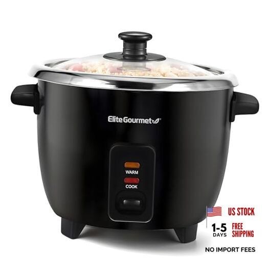 ERC006SS 6-Cup Electric Rice Cooker with Stainless Steel Inner Pot, Black
