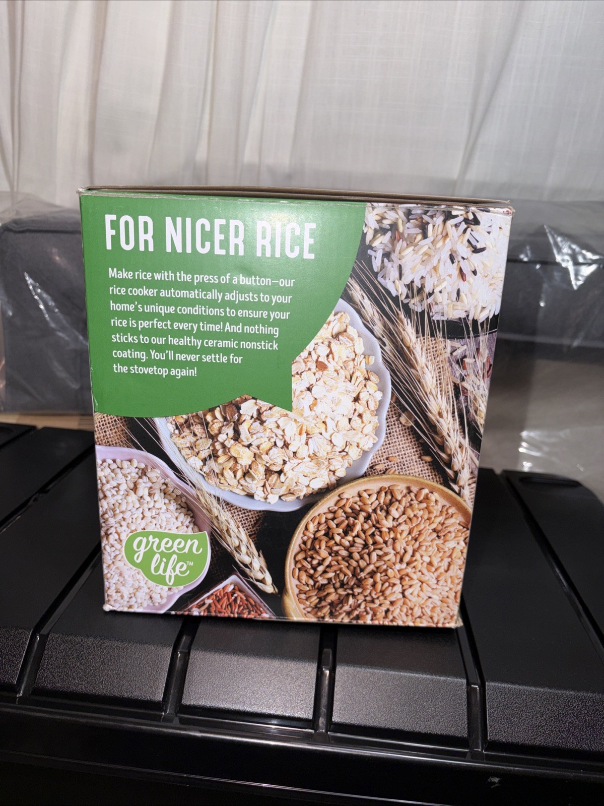 Green Life Healthy Ceramic Nonstick Go Grains, Rice and Grains Cooker Black NIB