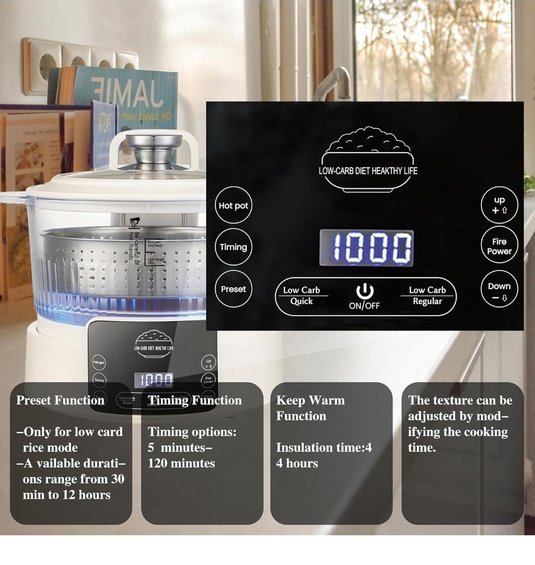 Low Carb Rice Cooker5L Multifunction Smart Rice Cooker 4H Keep WarmDigi G1N