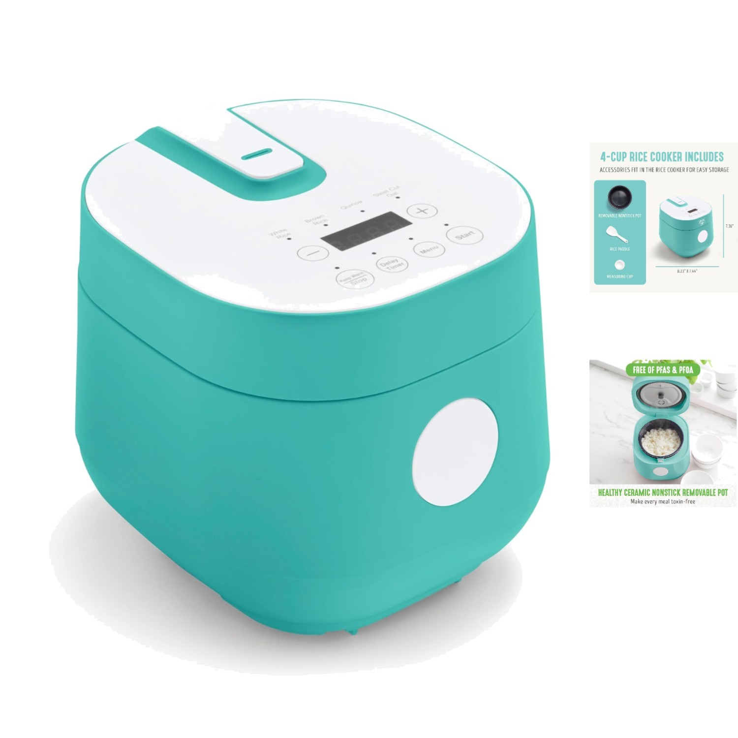 Effortless Cooking with 1.5 QT Digital Rice Cooker, One-Touch Presets & Timer