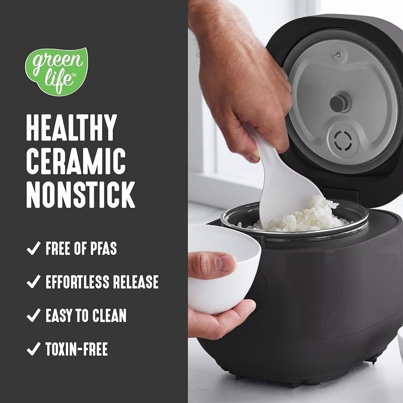 1.5 QT Rice Cooker One-Touch Cooking Ceramic Nonstick Smart Delay Timer Compact