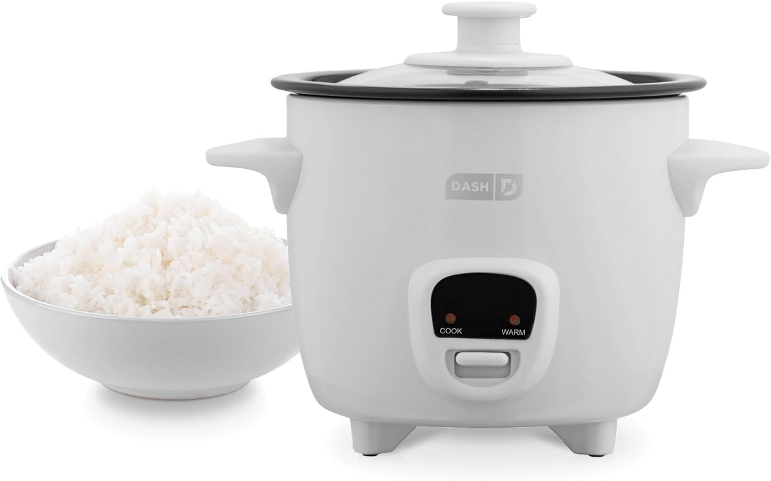 Mini Rice Cooker 2 Cup Steamer Nonstick Pot Keep Warm Function White