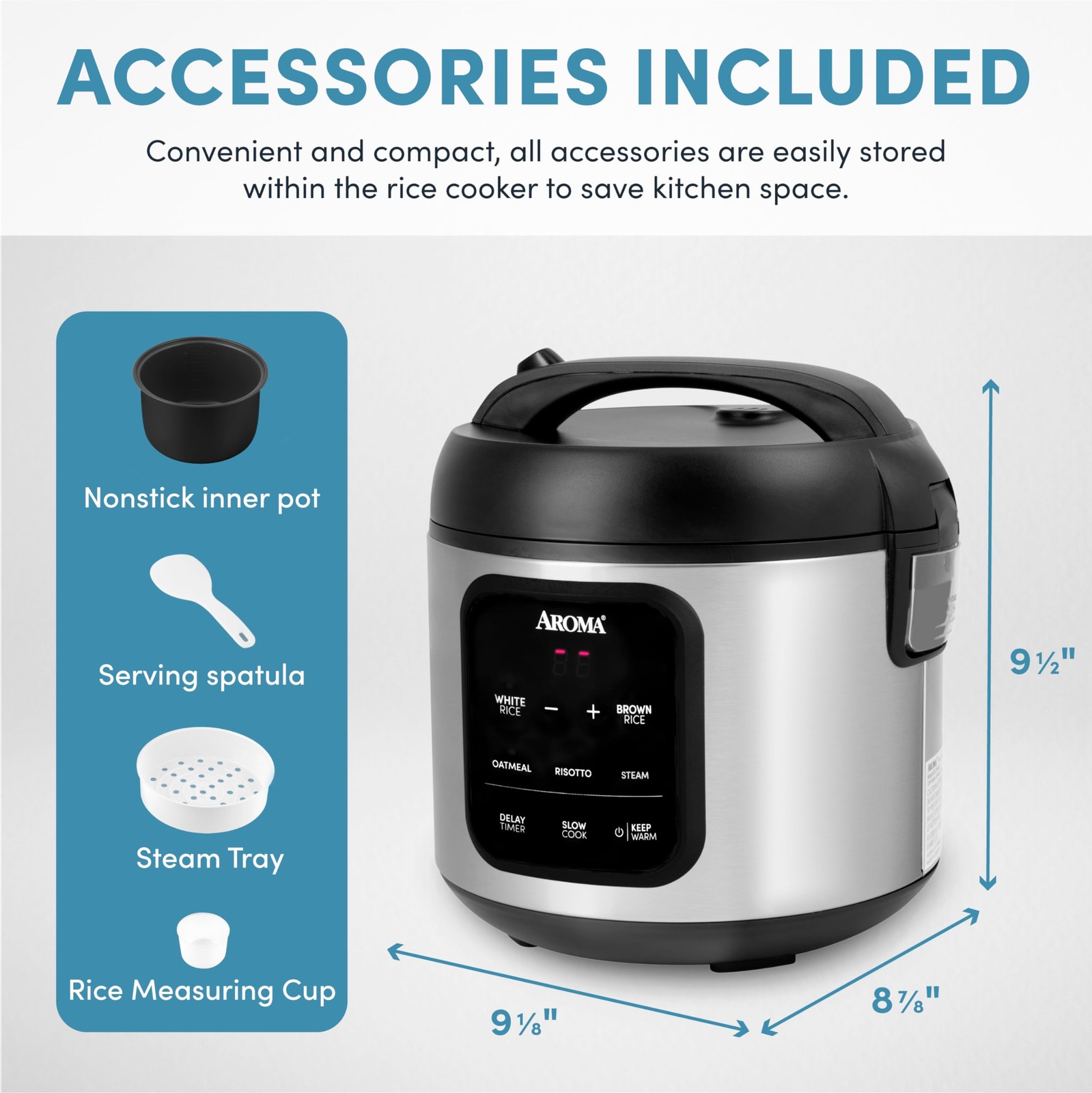 Aroma Digital Rice Cooker / Steamer Multicooker Slow Cooker