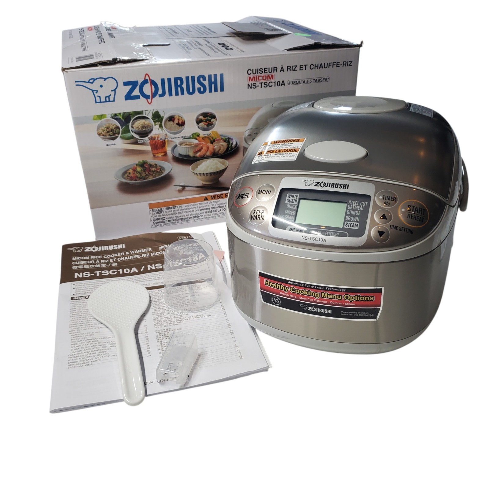 Zojirushi NS-TSC10A Micom Rice Cooker & Warmer 5.5-Cups Stainless Gray Open Box