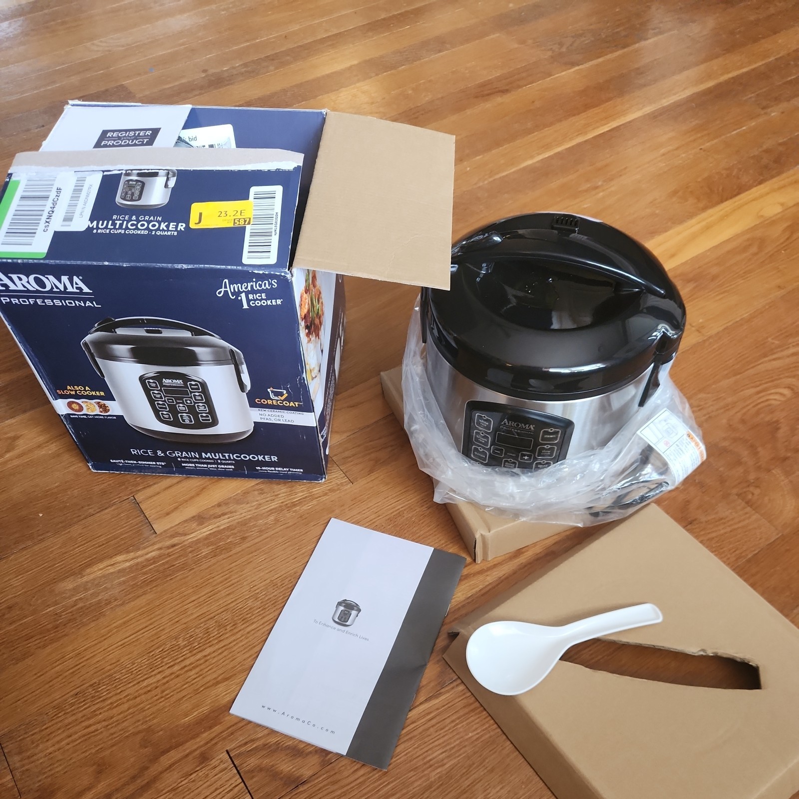Aroma Professional 8-Cup (Cooked) Multicooker, Stainless Steel Refurbished