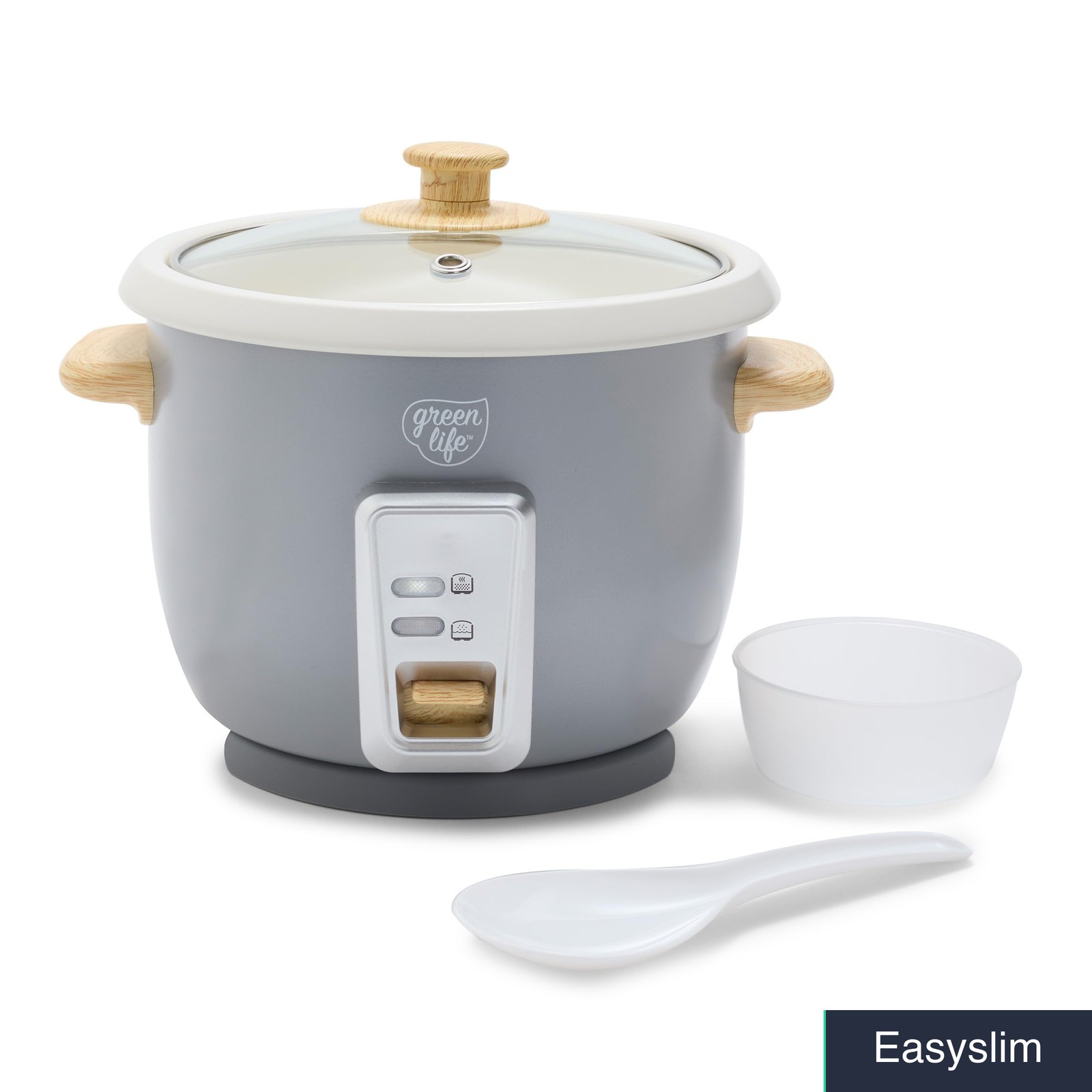 Rice Cooker 6-Cup Ceramic Nonstick Gray Compact Auto Keep Warm