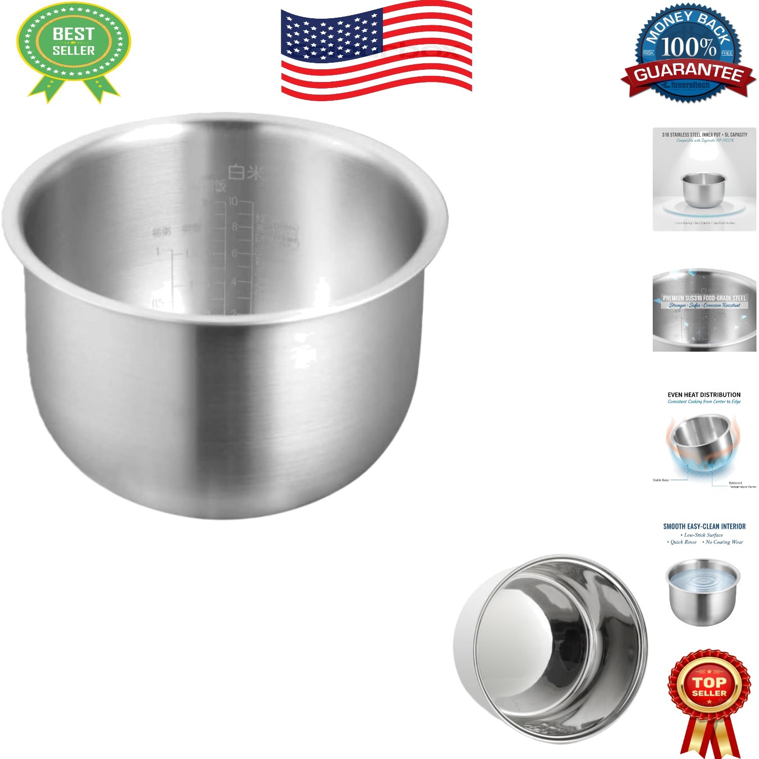 5L 316 Stainless Steel Inner Pot for Zojirushi NP- | Nonstick and Durable Bowl