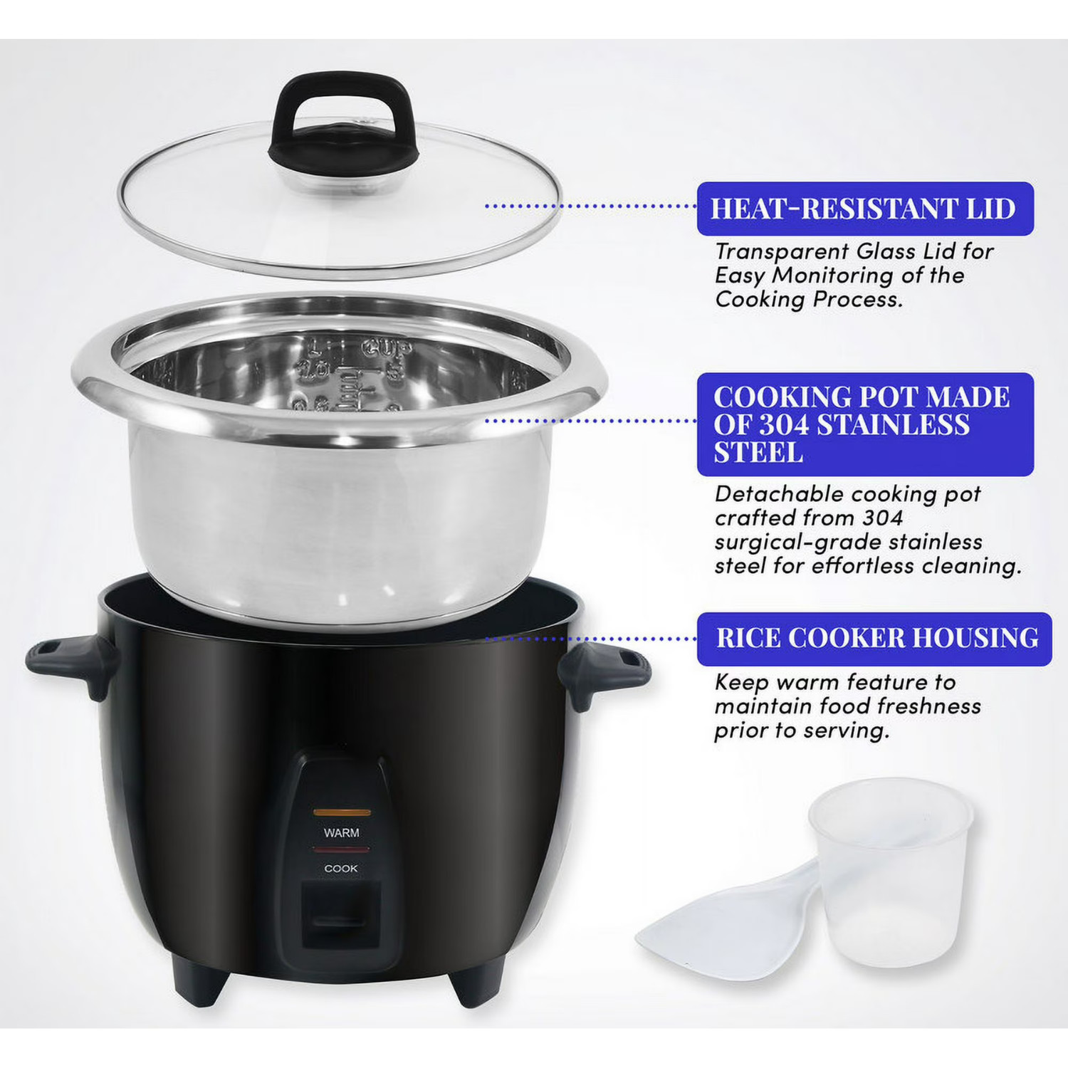 Elite Cuisine Deluxe 10-Cup Electric Rice Cooker, Stainless Steel