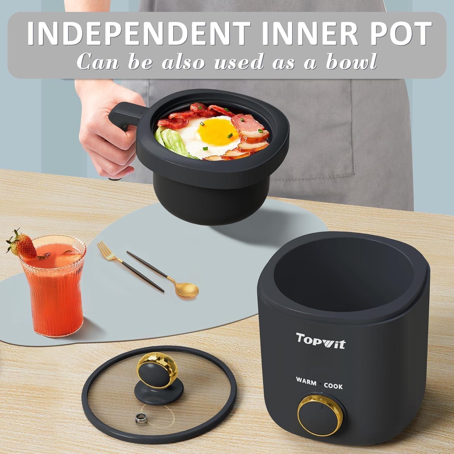 Rice Cooker Small, Mini Rice Cooker 2 Cups Uncooked, 1.2L Portable Rice Maker…