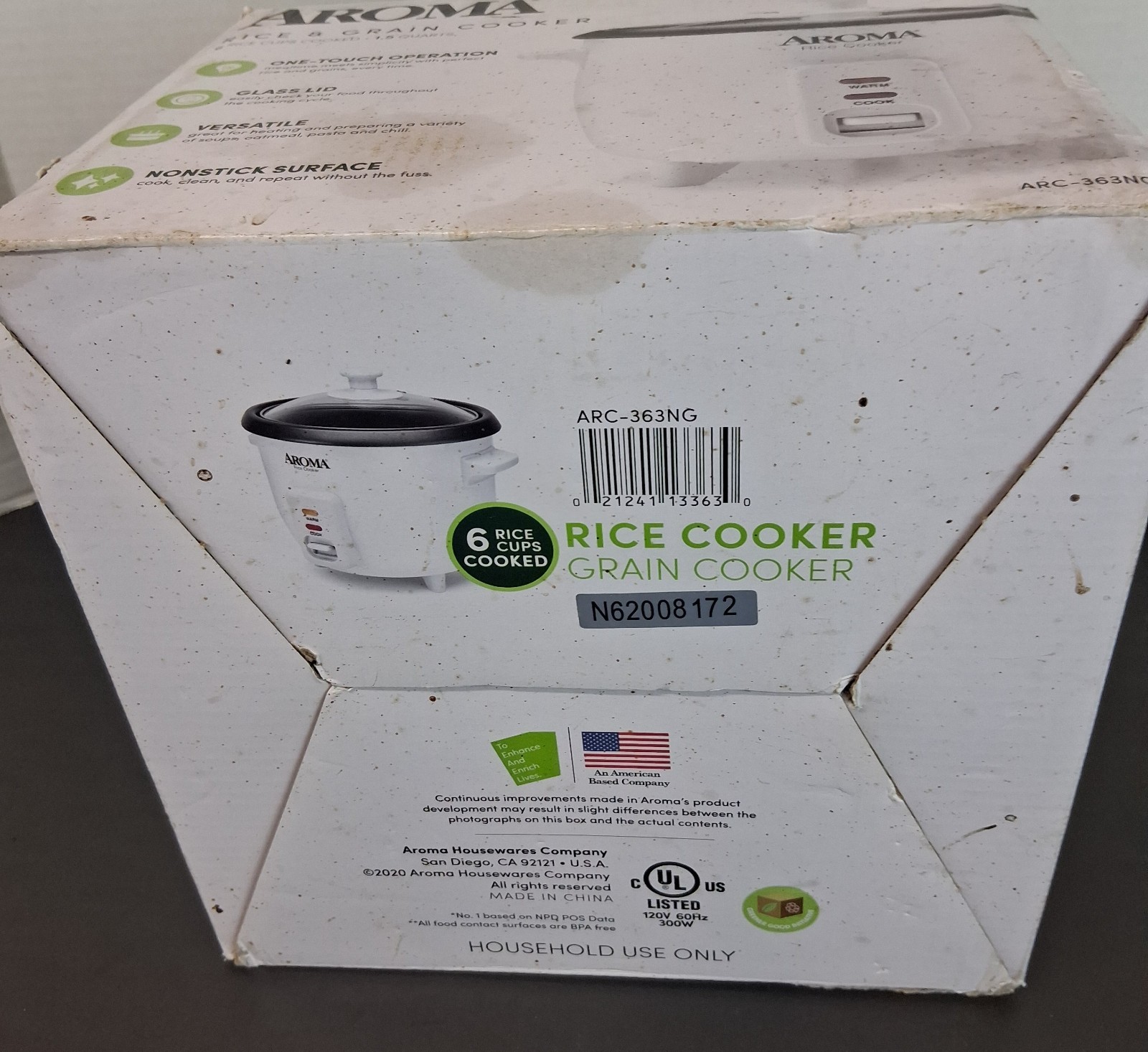 Aroma Rice Cooker ARC-363NG 6 Cup 1.5 Qt Capacity Non-Stick Surface NEW open box