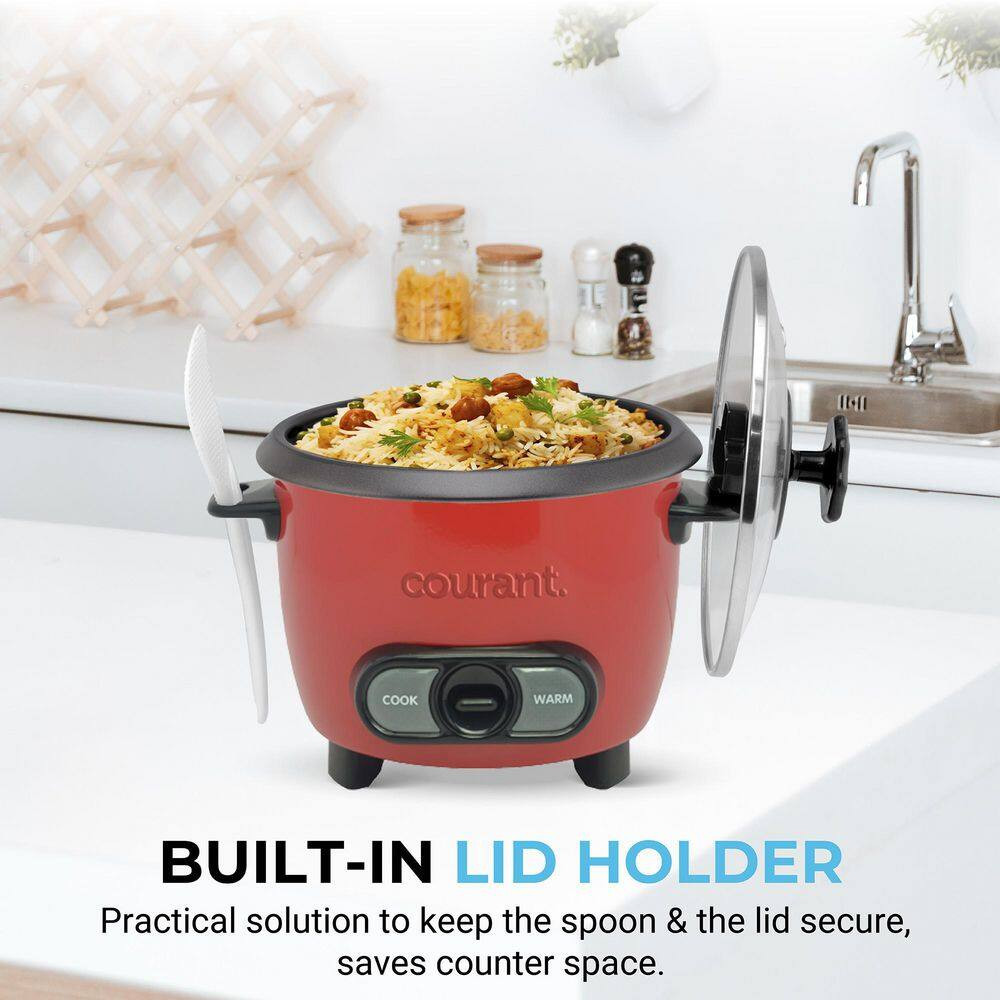 6-Cup (Cooked) Rice Cooker, Removable Non-Stick Bowl, One Touch Rice Cooker, Red