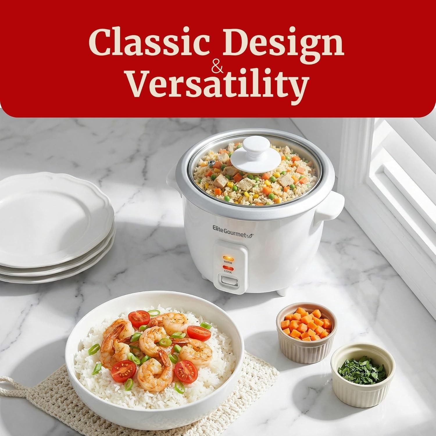 Rice Cooker 6 Cups Cooker Steamer Soup Stew Grains Hot Cereals Non Stick