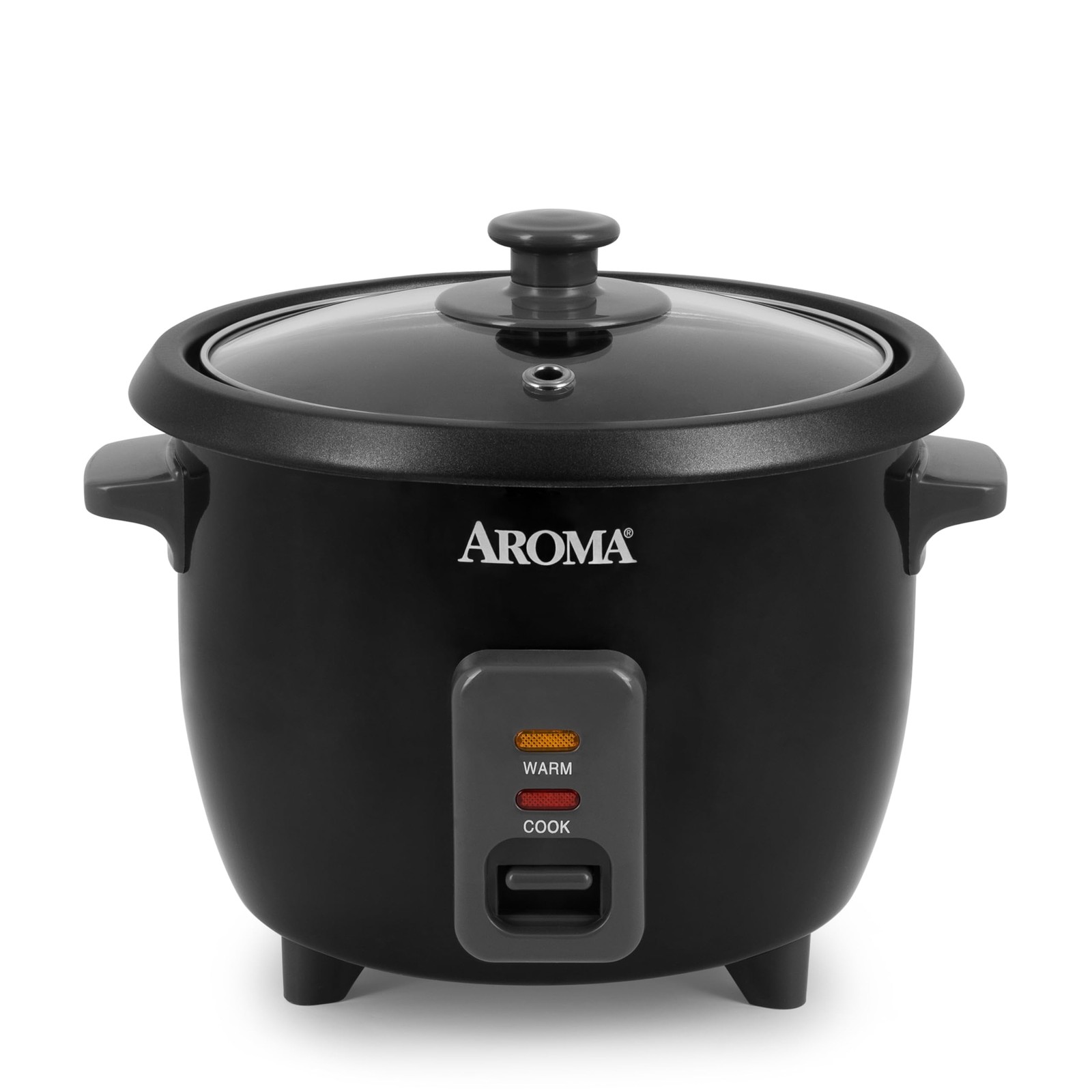 Aroma 1.5Qt Mini Rice Cooker 6 Cups Cooked Non Stick Easy Cleanup Black