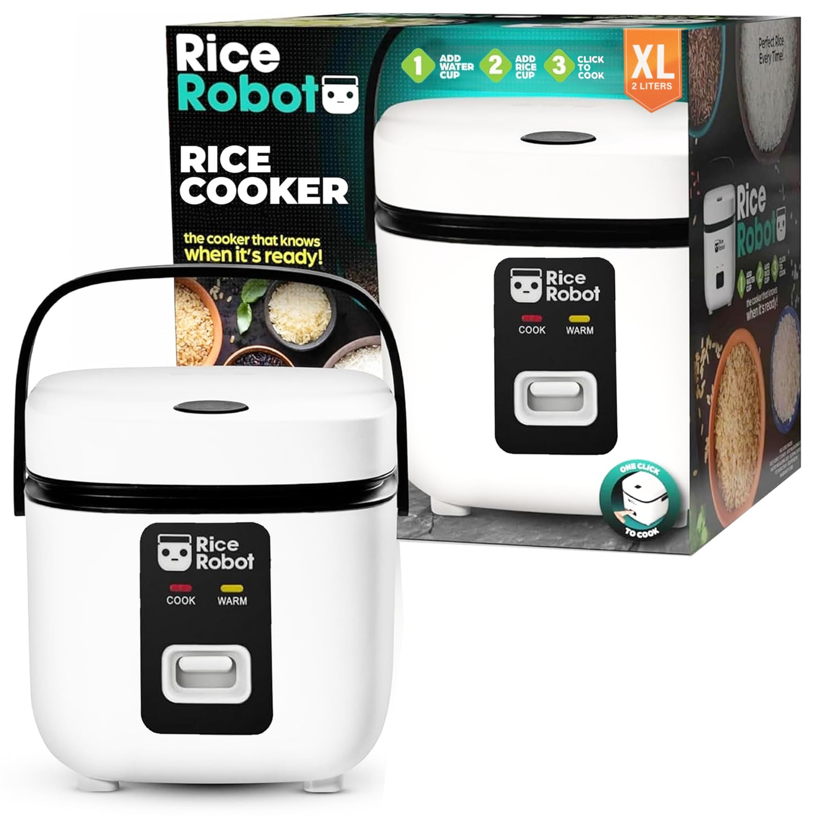 Rice Robot Rice Cooker – Family Size 4 Cup Uncooked Electric Rice Maker