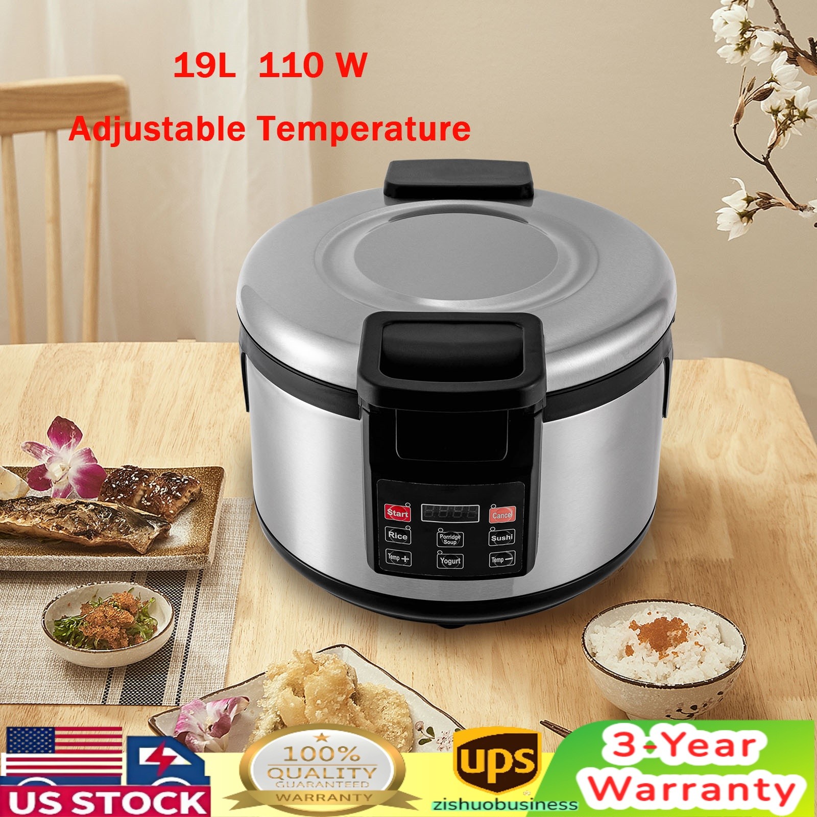 19 L/20qt Commercial Rice Warmer 40-80℃ For Restaurants Electric Rice Cooker