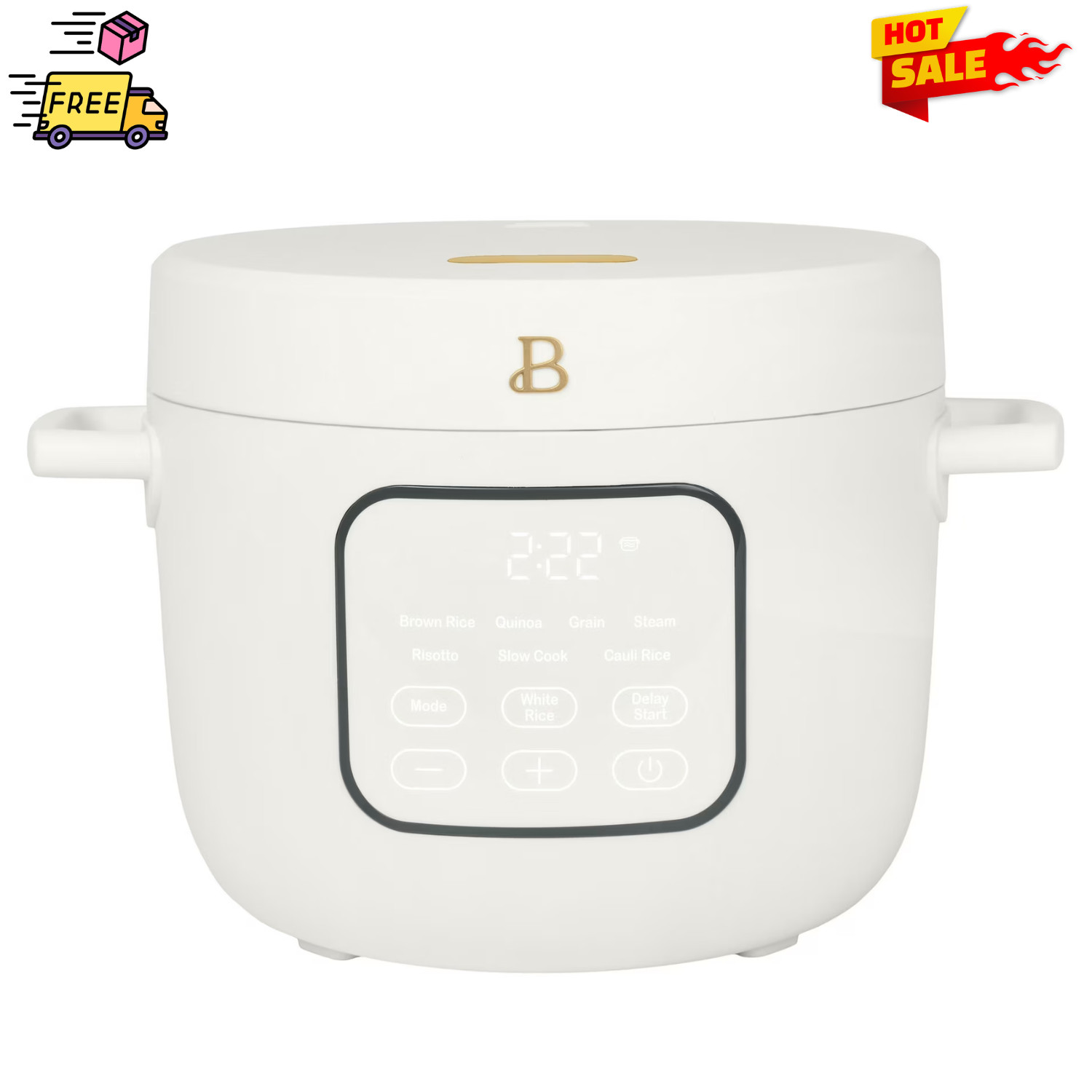 Beautiful Electric Rice Cooker 14Cup Cooked Ceramic Nonstick White Icing