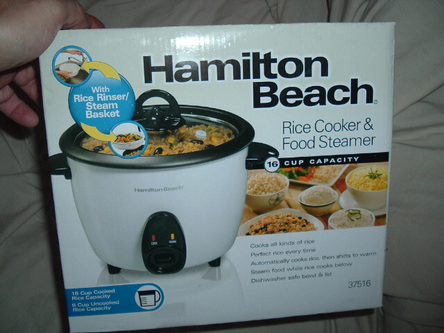 New! Hamilton Beach white 16 cup electric rice cooker & food steamer