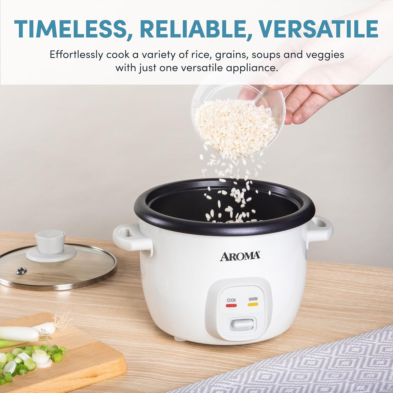 Aroma Housewares 4-Cups Cooked 1Qt. Rice & Grain Cooker White