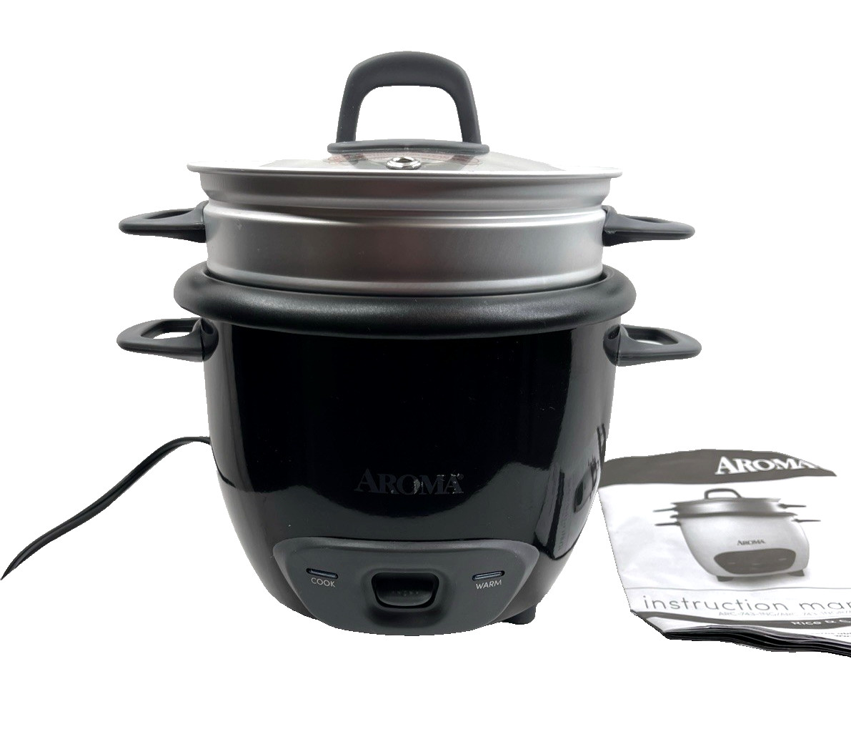 Aroma 6-Cup (Cooked) / 1.5Qt. Rice & Grain Cooker, Black, ARC-743-1NG
