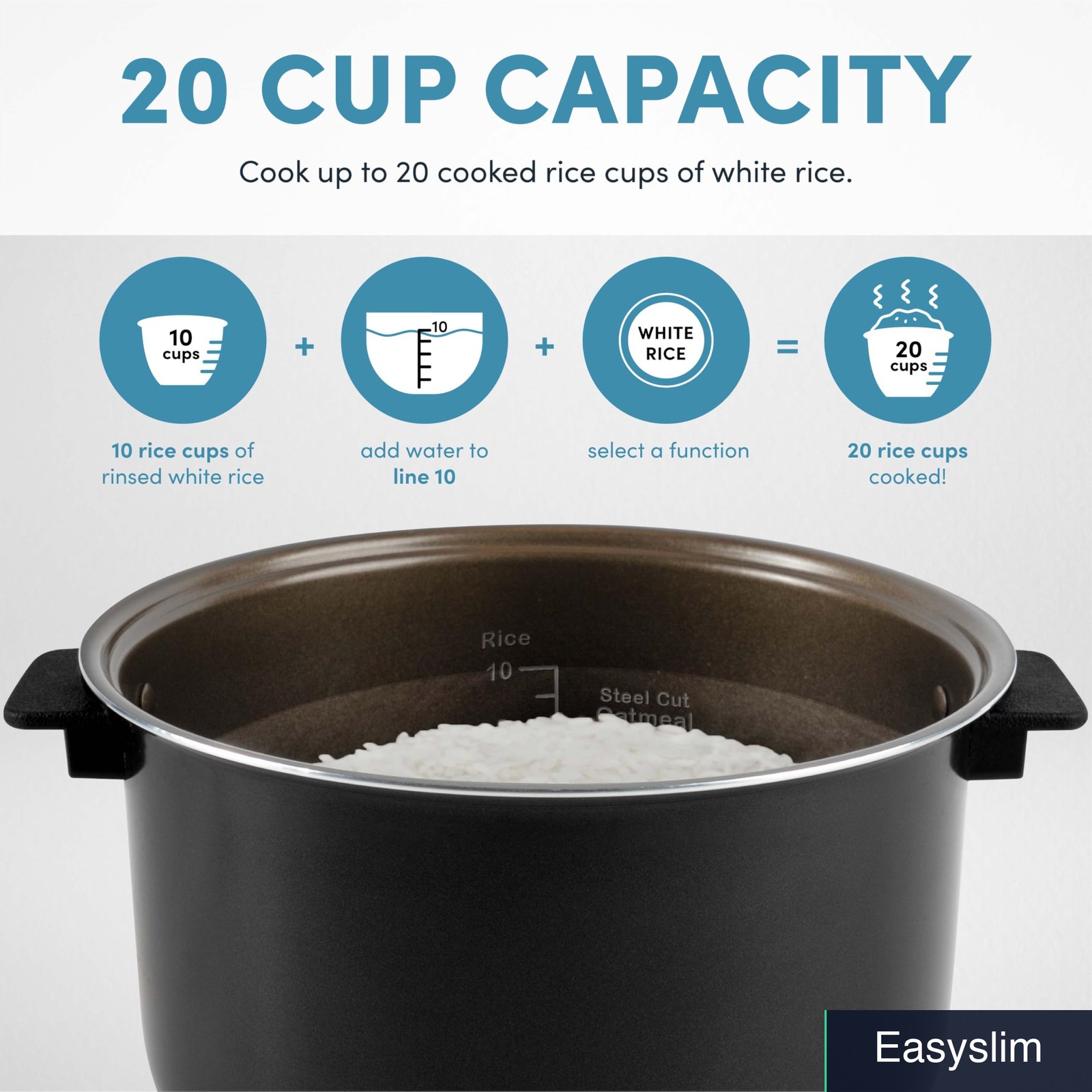 Digital Rice Cooker 20 Cup Ceramic Coating Black Stainless Steel Multicooker