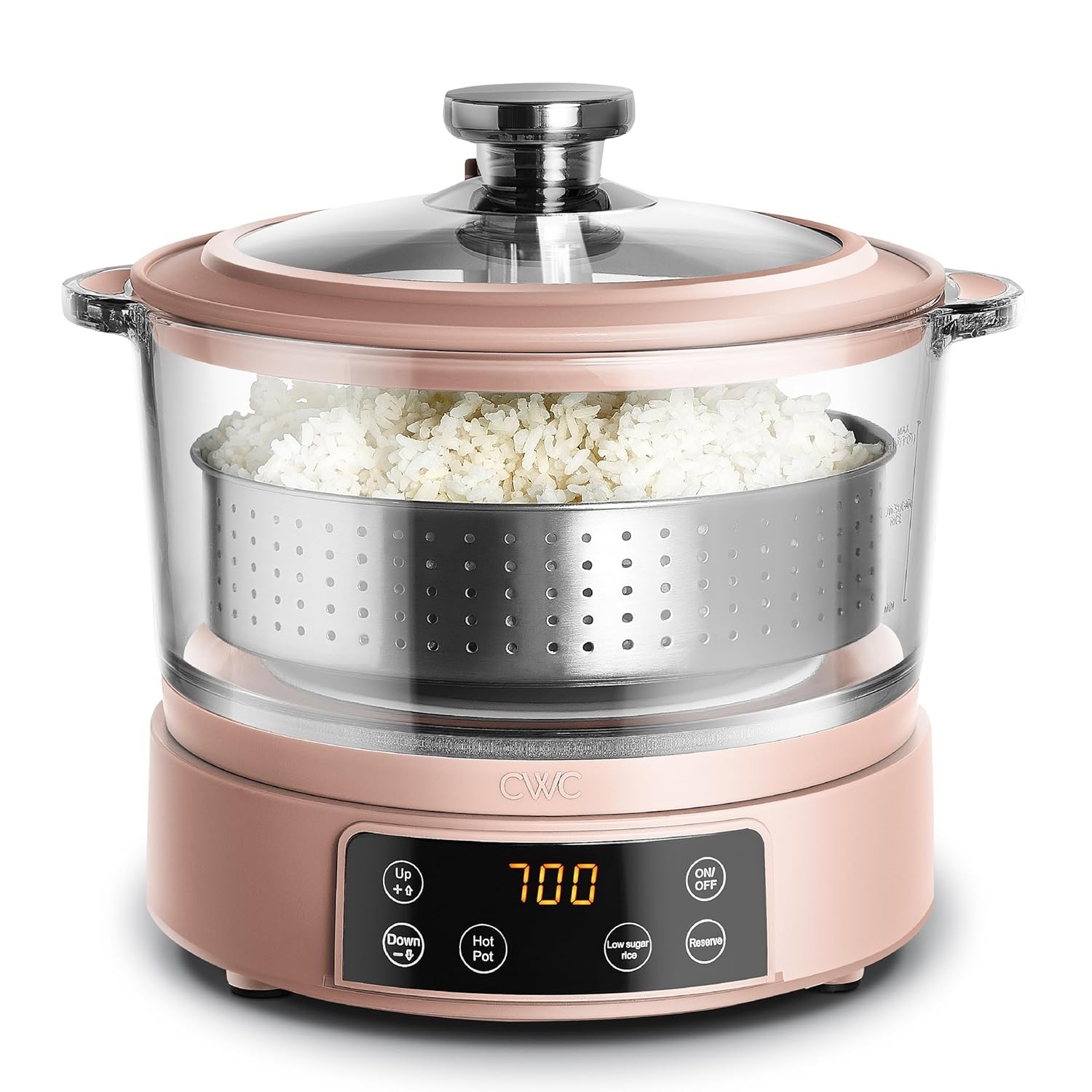 3L Glass Mini Low Carb Rice Cooker – Holds 2 Cups Raw/Makes 6 Cups Cooked