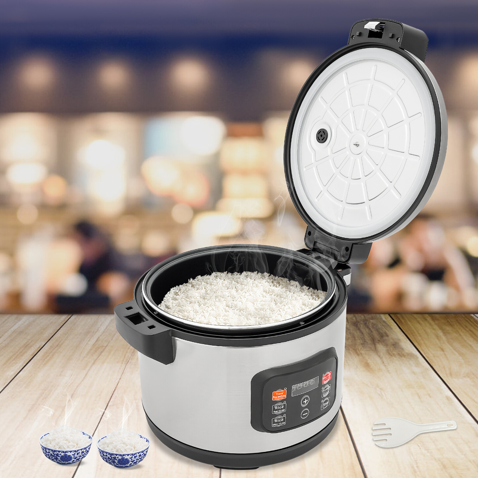 Kitchen Commercial Rice Cooker 60-Cup Non-Stick Pot 13L 24H Keep Warm Restaurant