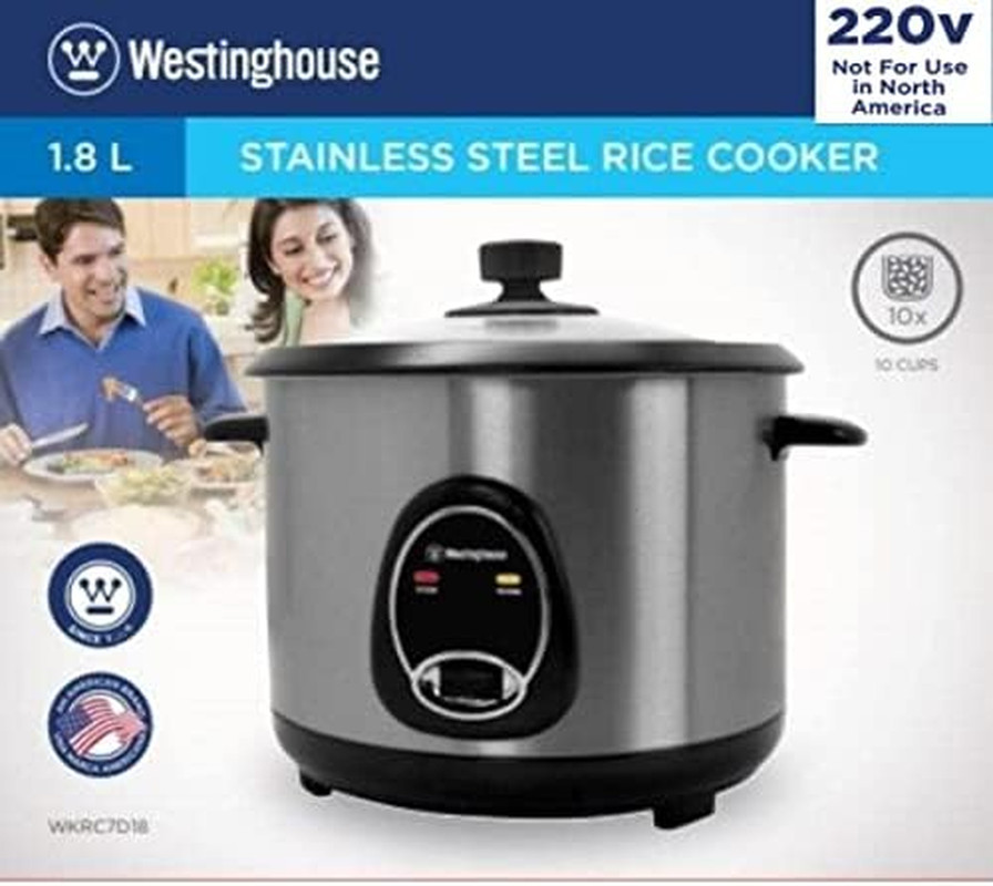 220 Volt Rice Cooker 10 Cup, Non Stick Cooking Pot, Measuring Cup, Keep Warm Fun