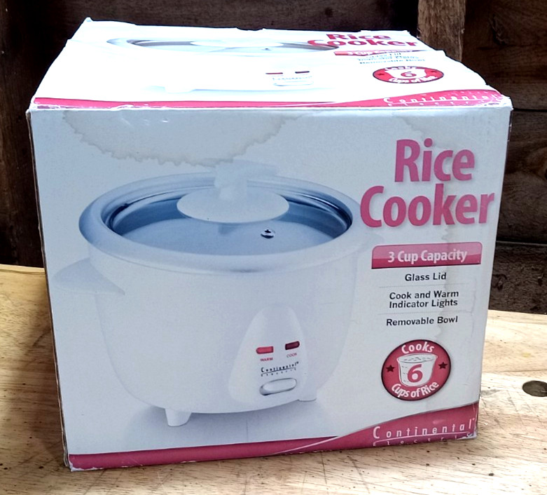 Continental Electric Rice Cooker 3 Cup Capacity/Cooks 6 Cups; Model CE23201