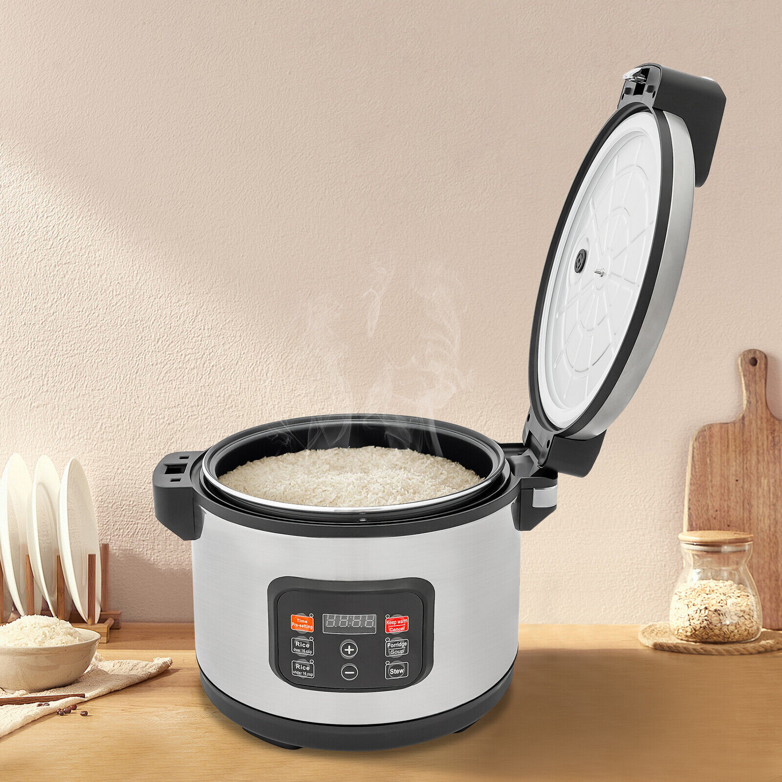 Kitchen Commercial Rice Cooker 60-Cup Non-Stick Pot 13L 24H Keep Warm Restaurant