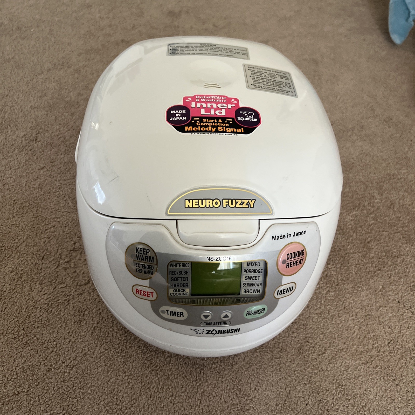 Zojirushi Neuro Fuzzy NS-ZCC10 5.5-Cup Rice Cooker & Warmer Made In Japan Tested