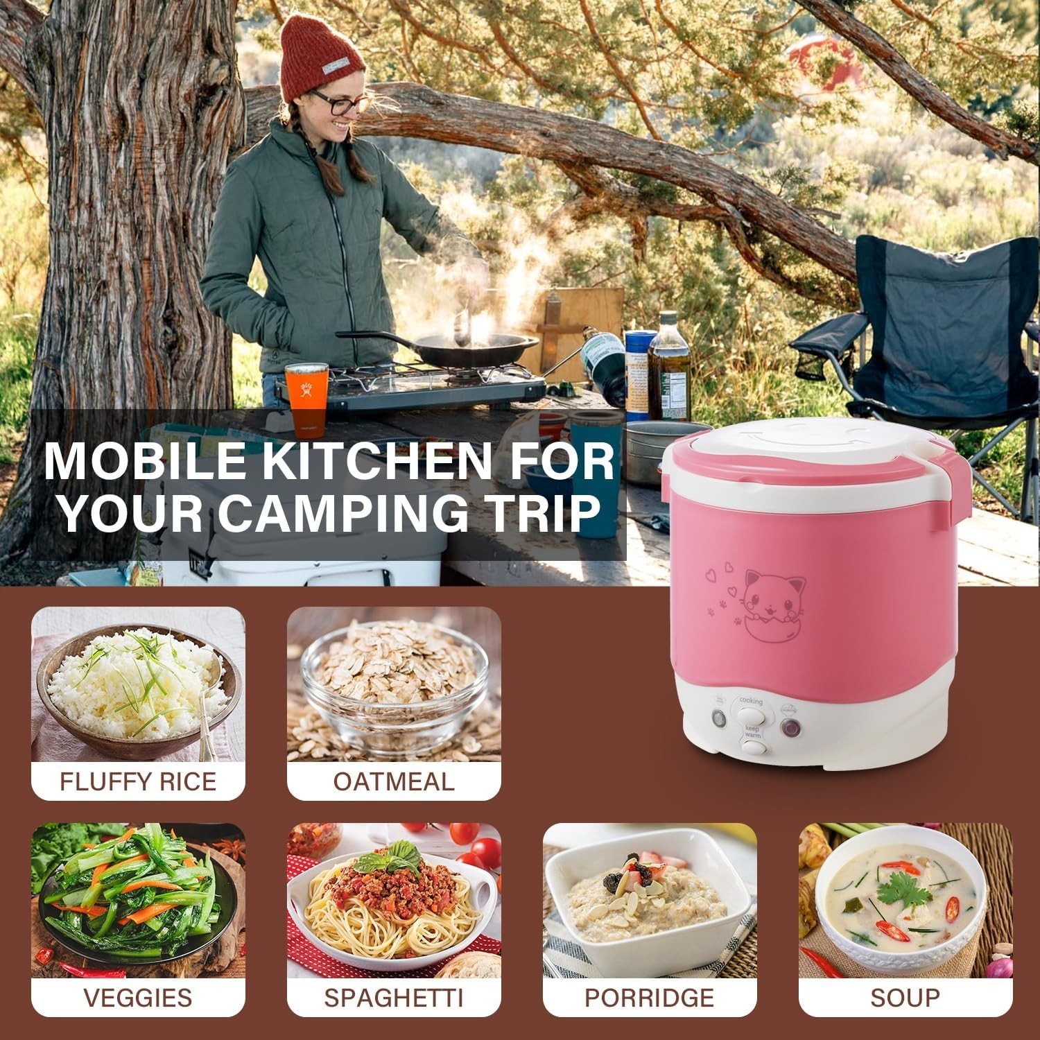 Small Rice Cooker,12v Portable Travel Rice Cooker For Car, Cooking Heating and K