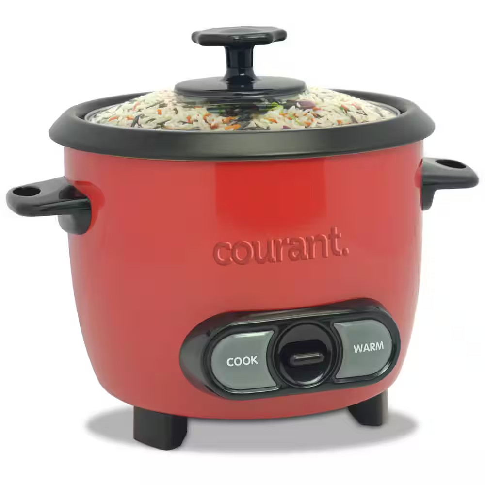 6-Cup (Cooked) Rice Cooker, Removable Non-Stick Bowl, One Touch Rice Cooker, Red