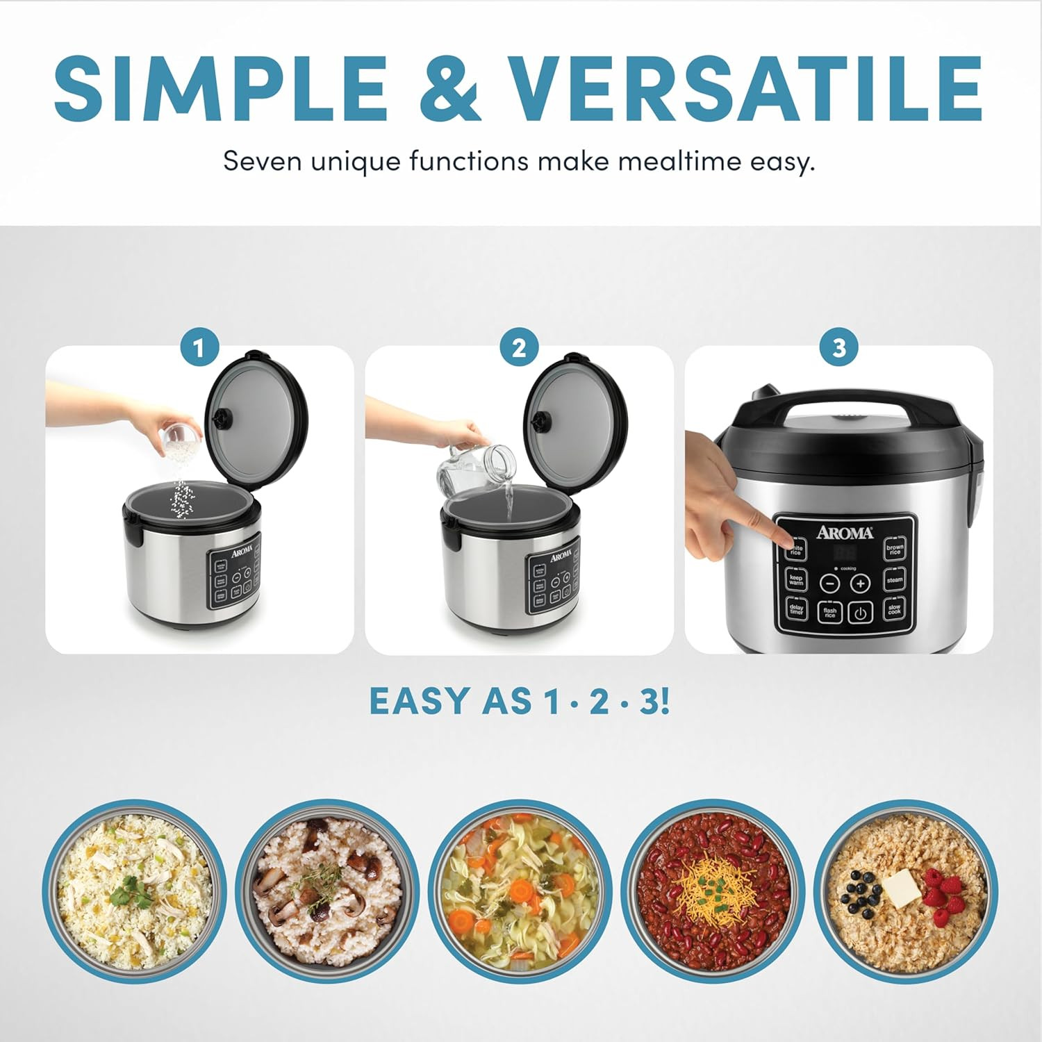 Aroma Housewares 20 Cup Cooked (10 Cup Uncooked) Digital Rice Cooker, Slow Cooke