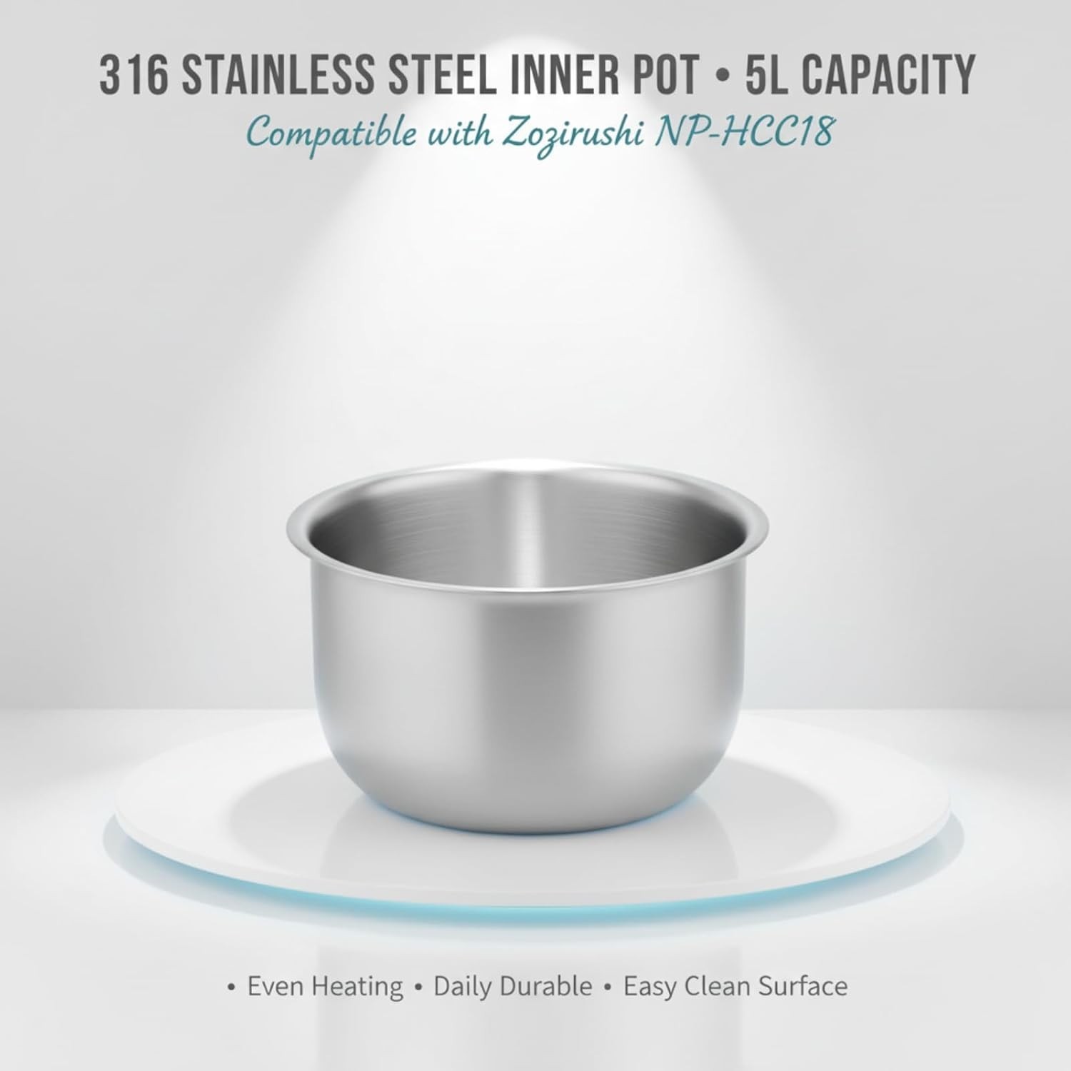 5L 316 Stainless Steel Inner Pot for Zojirushi NP- | Nonstick and Durable Bowl