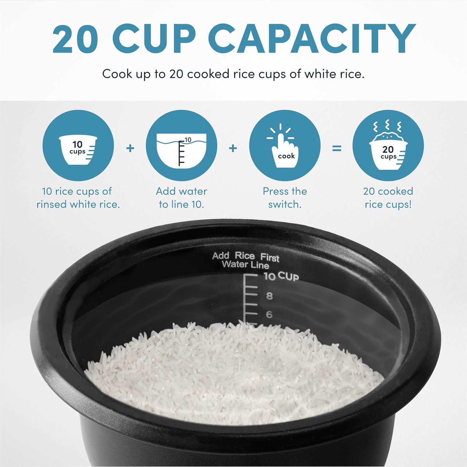 AROMA® 20-Cup (Cooked) One-Touch Rice Cooker and Food Steamer with Auto-Warm | 1