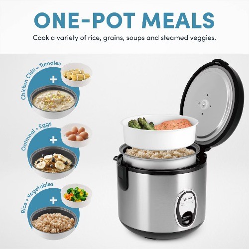 Aroma 8 Cup Rice Cooker Stainless Steel ARC-904SB: Digital Rice Maker