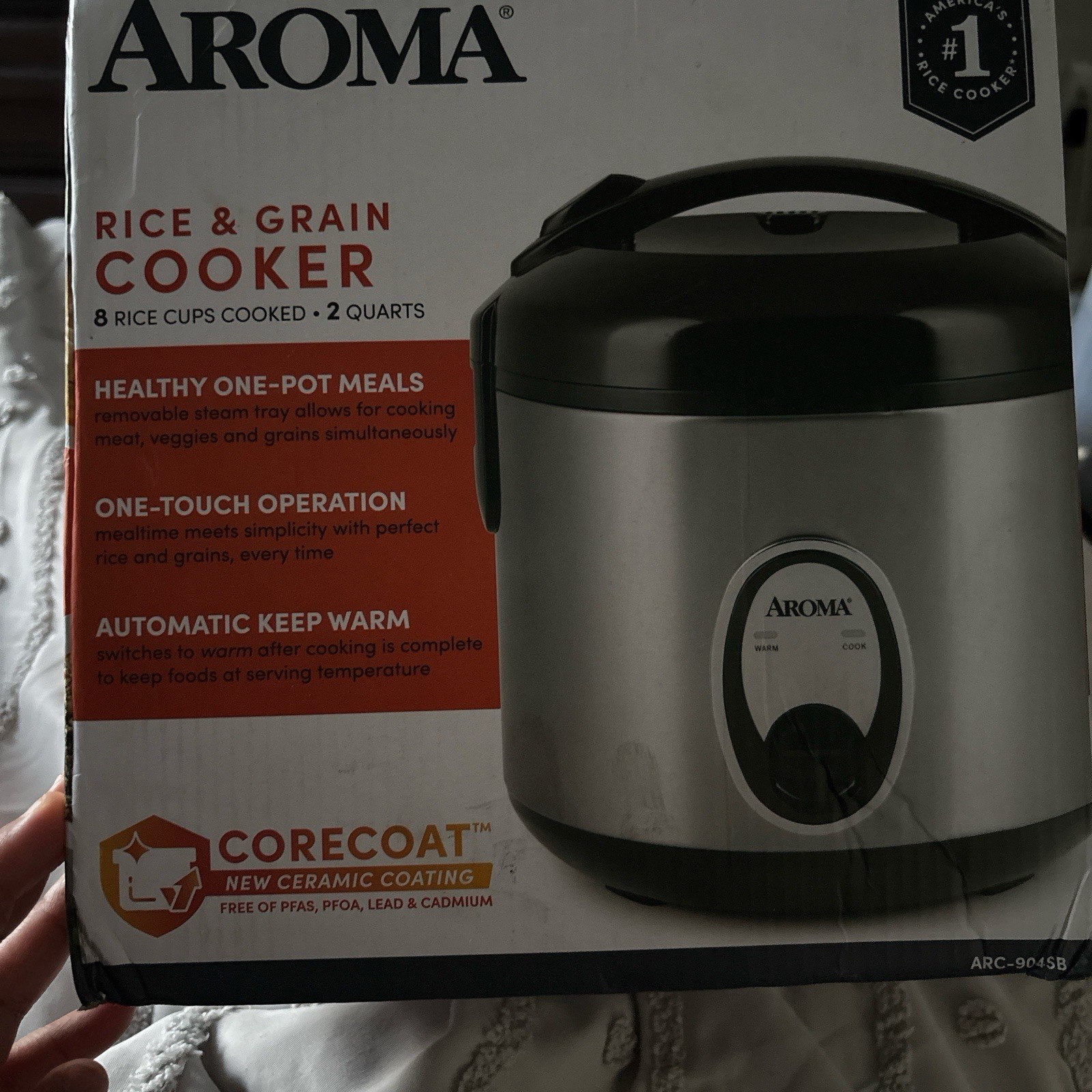 Aroma ARC-904SB 8-Cup Rice Cooker & Steamer, Stainless Steel Silver/Black