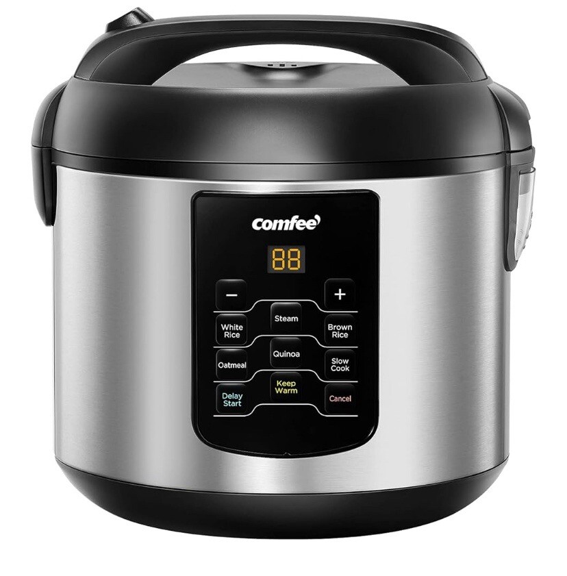 COMFEE’ Compact Rice Cooker, 6-in-1 Stainless Steel Multi Cooker Slow Cooker