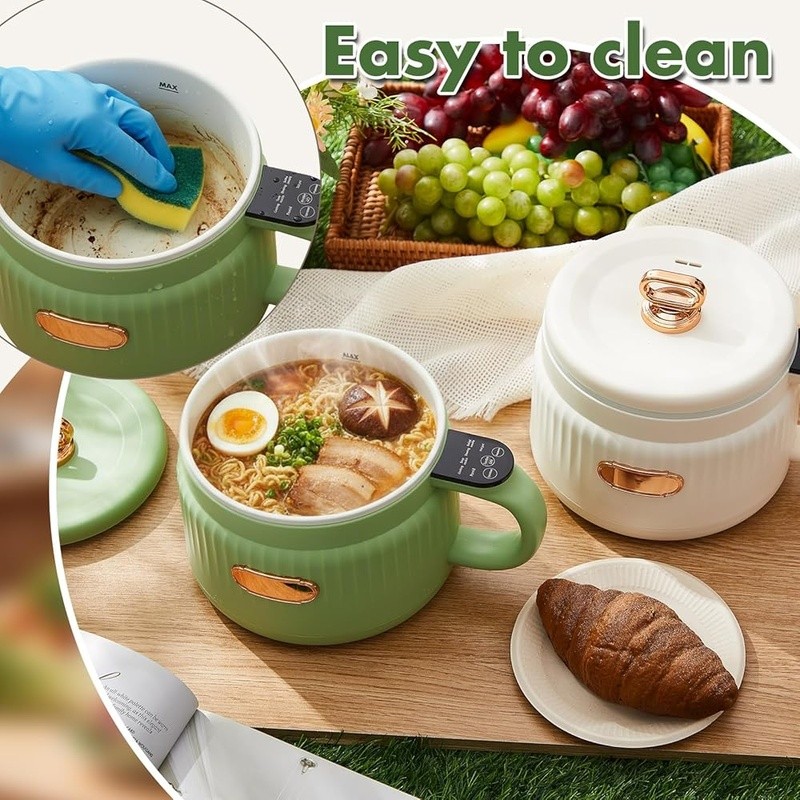 2-Piece Electric Cooker Set Multi-functional Non-Stick Cooking Pot Easy Clean US
